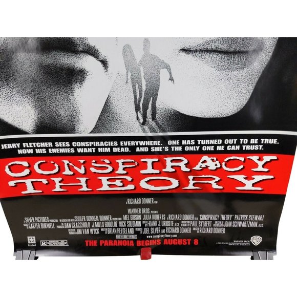Conspiracy Theory Movie Poster Two Sided Rolled Mel Gibson Julia Roberts 27"x40" - Picture 2 of 4
